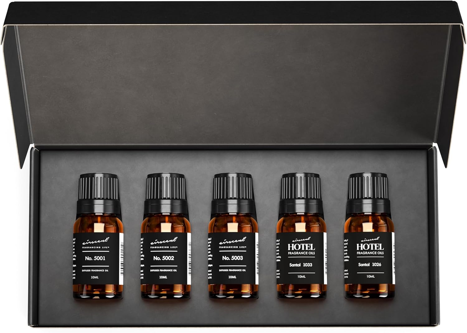 AirScent Perfume Dupe Fragrance Oil Gift Set - Pure Bliss Fragrances - 10 mL, 0.34 fl oz Diffuser Oil Set Inspired by Baccarat Rouge, Creed-Aventus, Coco-Inspired, Santal 1033 and Santal 1026