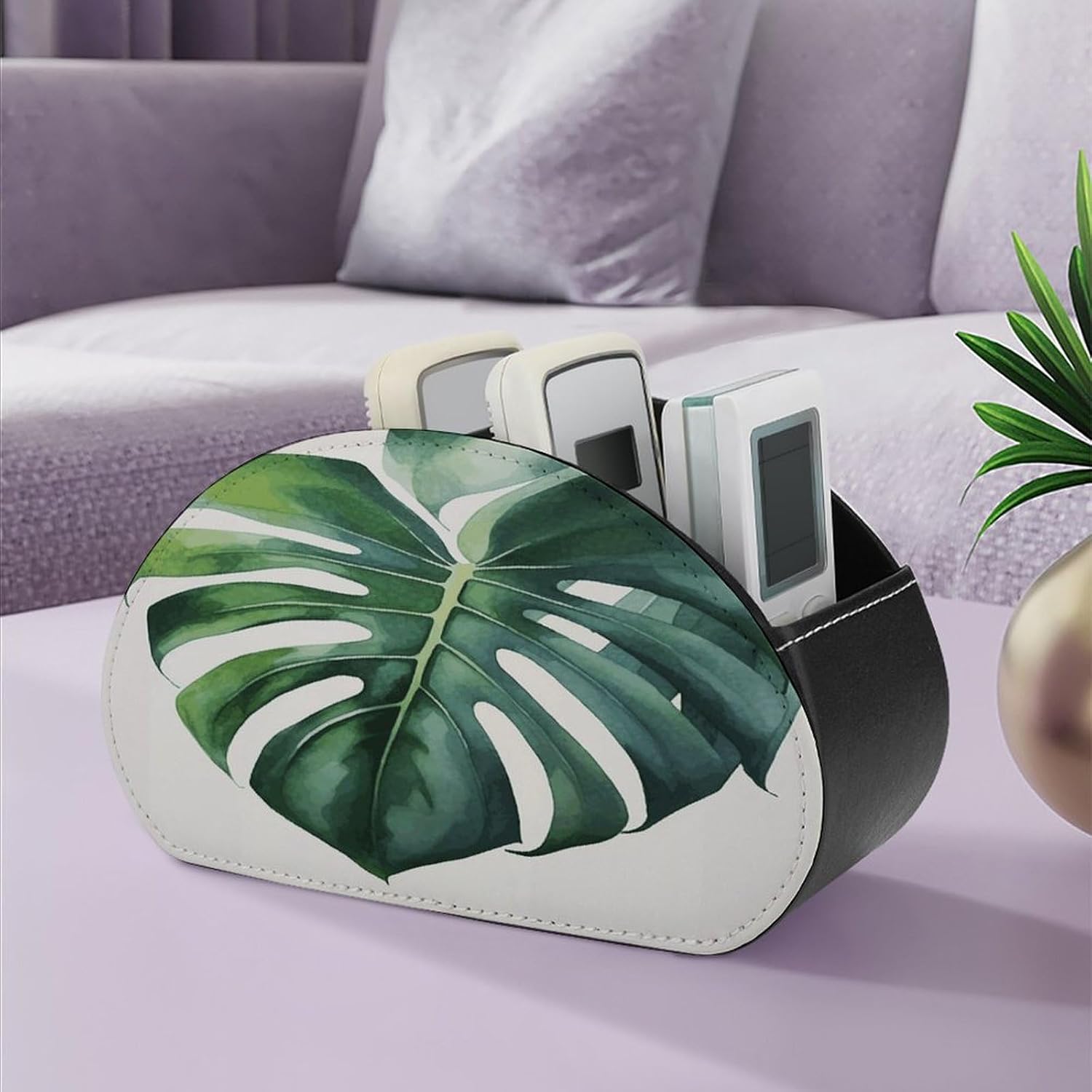Monstera Leaf Remote Control Holder with 5 Compartments image 5