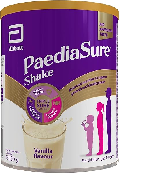 PaediaSure Shake Balanced Nutritional Supplement Drink | Multivitamin for Kids with Protein, Carbohydrates, Essential Fatty Acids and Minerals to Support Growth and Development | 850 g | Vanilla