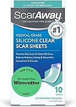 ScarAway Clear Silicone Scar Sheets, White, 10 Count