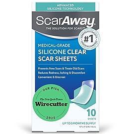 ScarAway Advanced Clear Silicone Scar Sheets, Medical Grade Silicone Strips (1.5 x 3) Scar Treatment and Prevention for Surgical, Burn, Body, Hypertrophic & Keloid Scar Treatment, 10 Clear Sheets