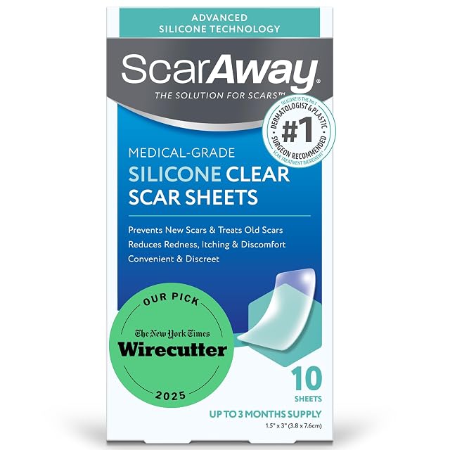 ScarAway Advanced Clear Silicone Scar Sheets Medical Grade Silicone Strips 1 5 x 3 Scar Treatment and Prevention