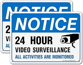 Video Surveillance Sign, All Activities Are Monitored - 2 Pack - 7 x 10 Inches Rust Free .040 Aluminum Reflective - UV Protected, Waterproof, Weatherproof and Fade Resistant - 4 Pre-drilled Holes