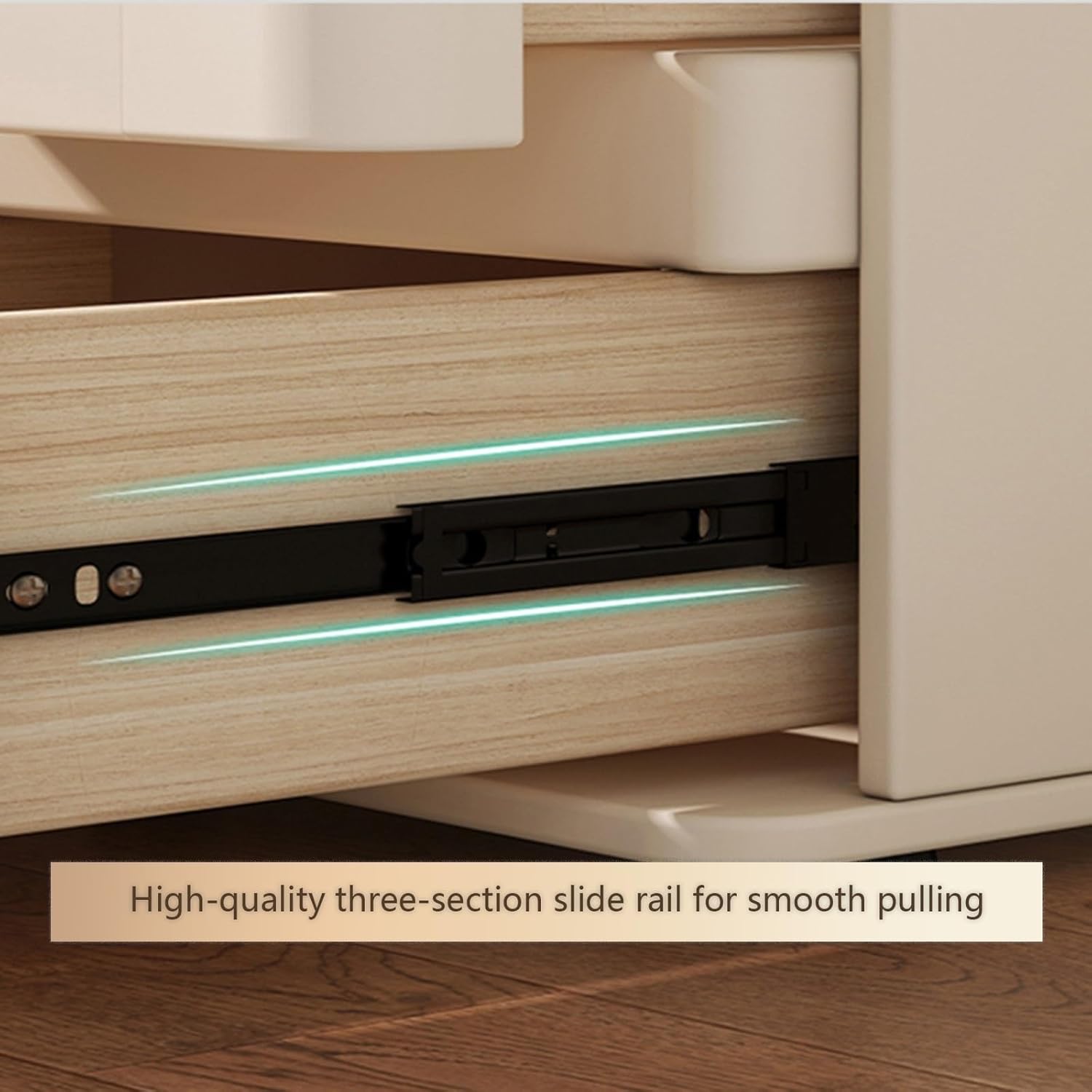 Slish Simple Nightstand - Boudoir Microfiber Leather & Wood Bedside Table, Stable Design for Living Room & Bedroom, Khaki Color, 45 cm - Stylish & Functional Storage Solution