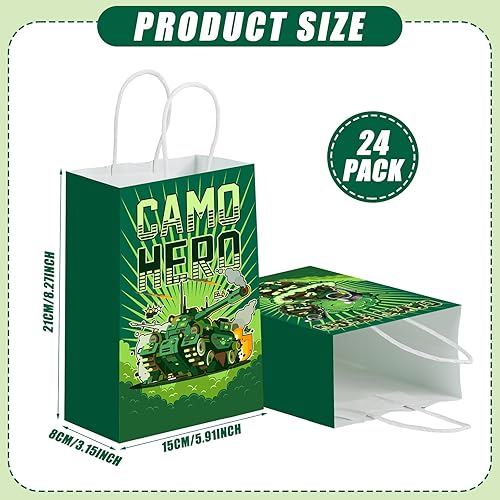 Miniatura 2 de Outus 24 bolsas de regalo de camuflaje para fiesta, bolsas de regalo de papel de camuflaje, bolsas de regalo de soldado, soldado, bolsas de regalo