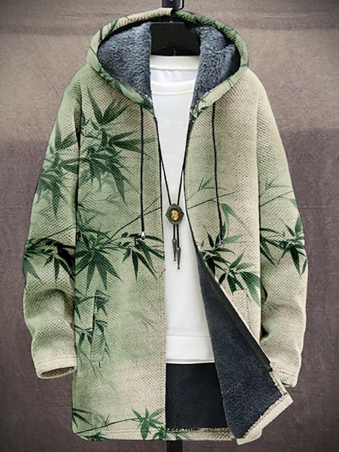 2025 Men's Ethnic Pattern Hooded Jacket Long Cardigan Hoodies Full Zip Vintage Knitted Zipper Coat with Pocket - Image 3