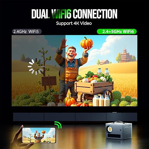 Miniatura 3 de Proyector con WiFi y Bluetooth, proyector nativo 1080P 4K compatible con proyector de película portátil Keystone vertical automático, compatible con