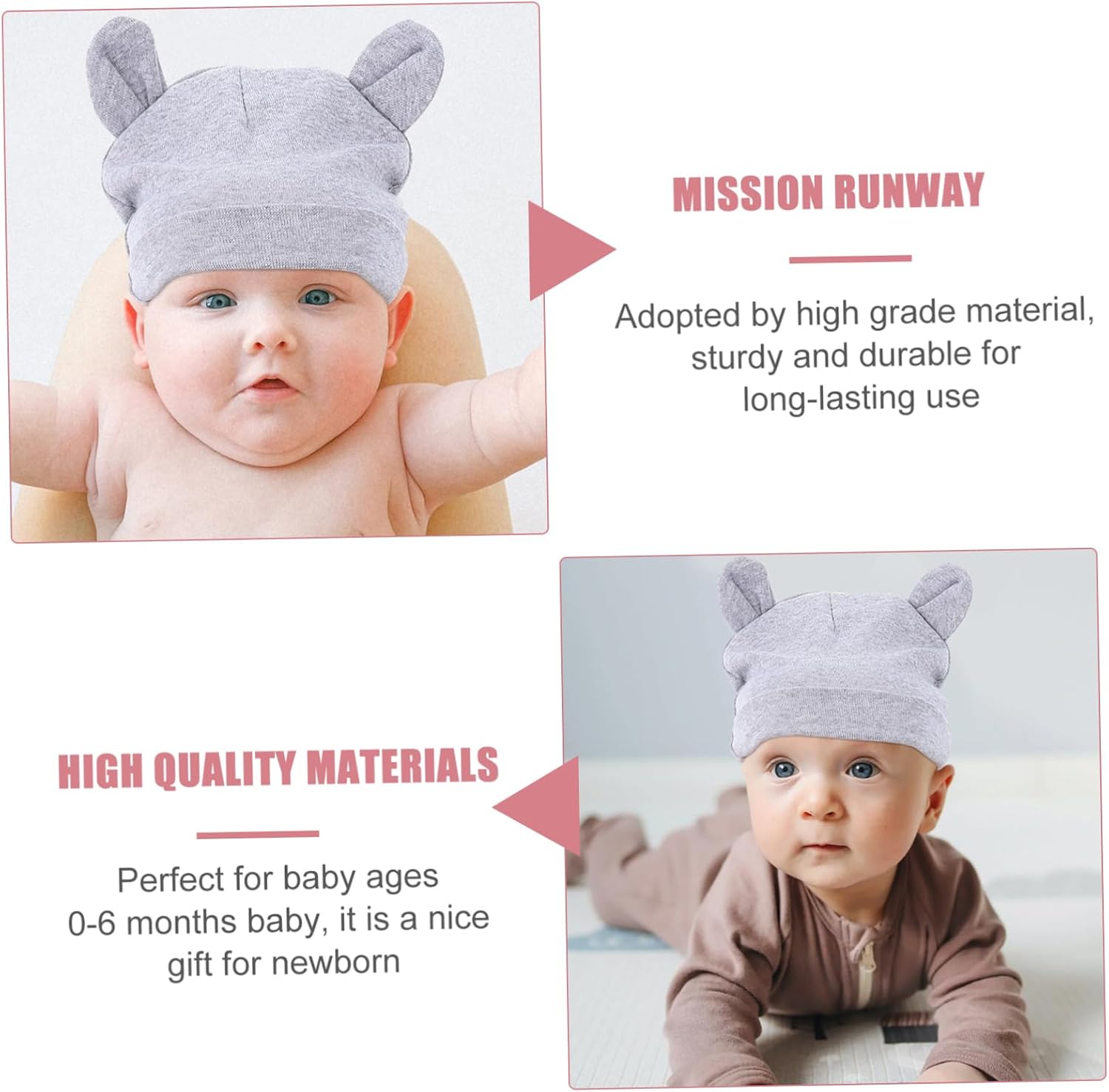 Gatuida 3-Piece Newborn Baby Hat and Hand Covers Set Anti-Scratch Mittens for Infants Soft and Breathable Baby Protection Gloves