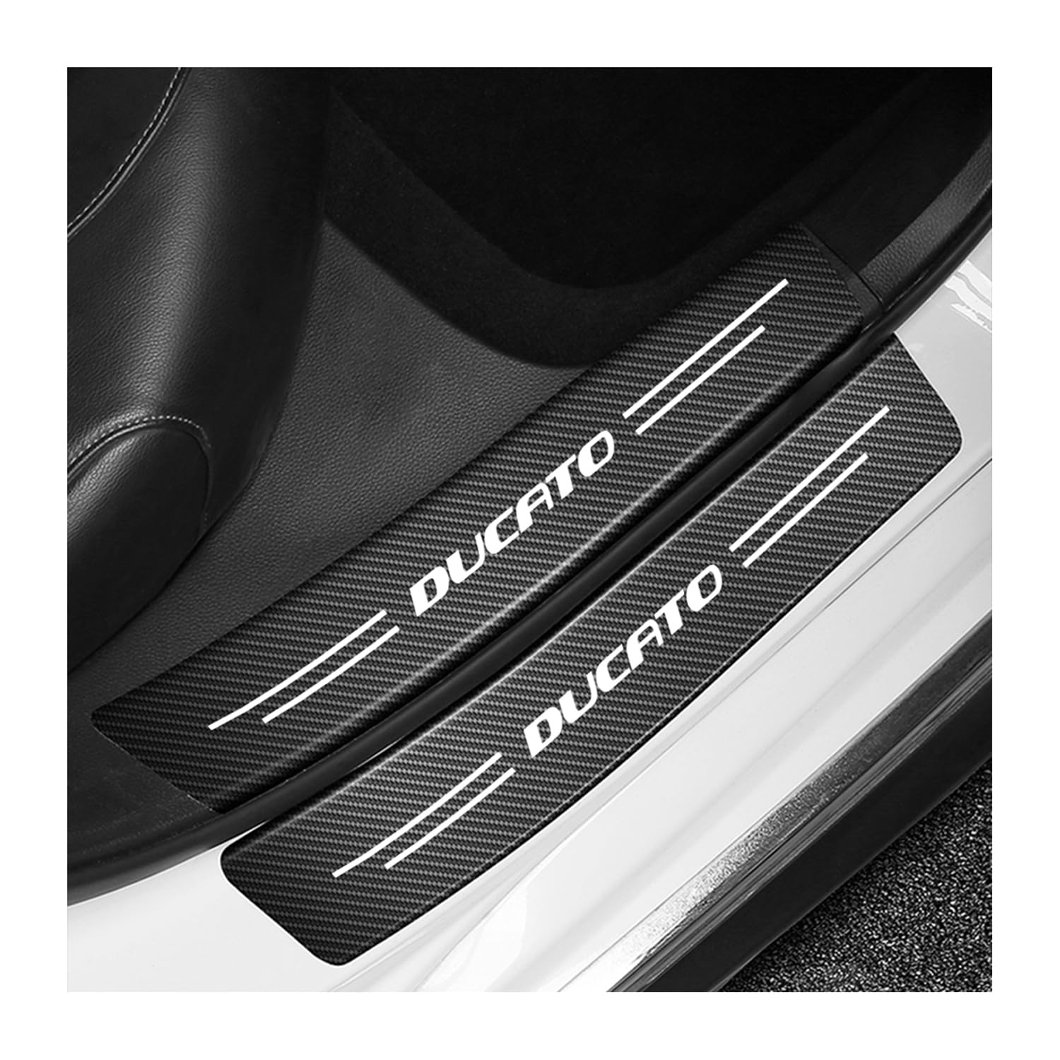 Generico 4 Pezzi Auto Fibra di Carbonio battitacco Protector Sticker per Fiat Ducato, Anti-Graffio Scuff Adesivi Styling Protezione Accessori