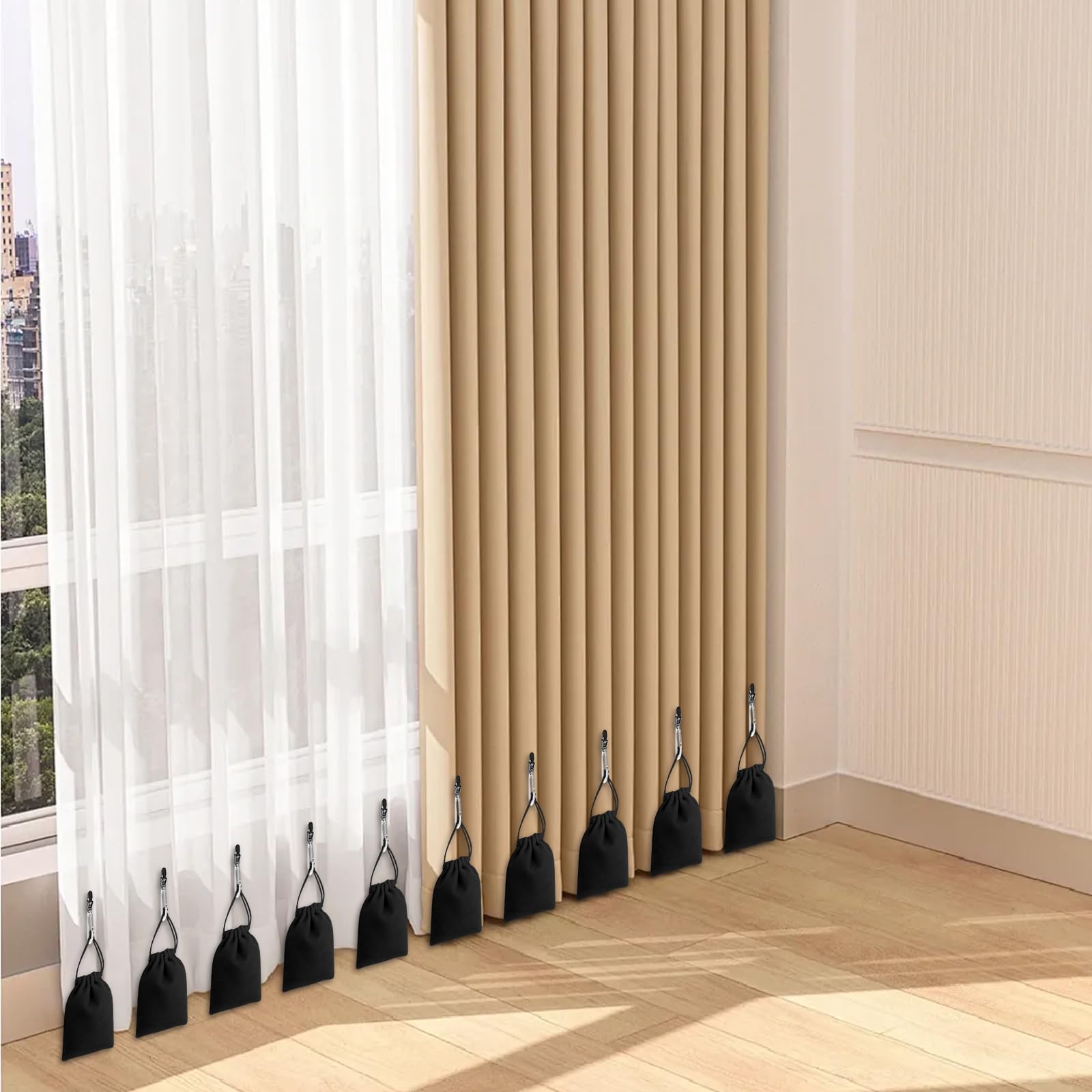 Lot de 10 sacs lestés pour rideaux de tonnelle d'extérieur - Sacs de sable pour tonnelle, lot de 10 pièces, 10 sacs lestés & 20 clips - Convient pour fixer des rideaux extérieurs, des pieds de