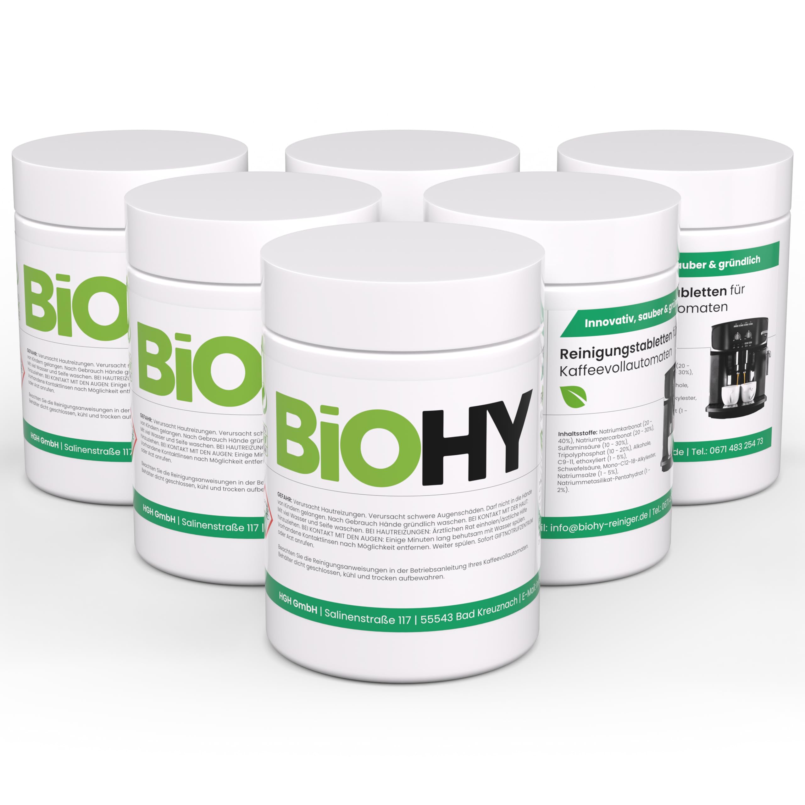 BiOHY Pastillas de limpieza para cafeteras automáticas (6 x 40 pastillas) | Pastillas de limpieza para máquinas de café contra la cal | Pastillas descalcificadoras para el mejor aroma | Adecuado para