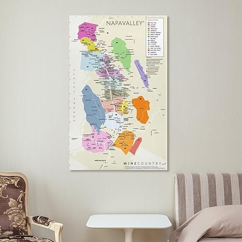 Miniatura 7 de Póster decorativo de lienzo con mapa de bodegas del valle de Napa, mapa de bodega, póster decorativo de la bodega del valle de Napa, póster