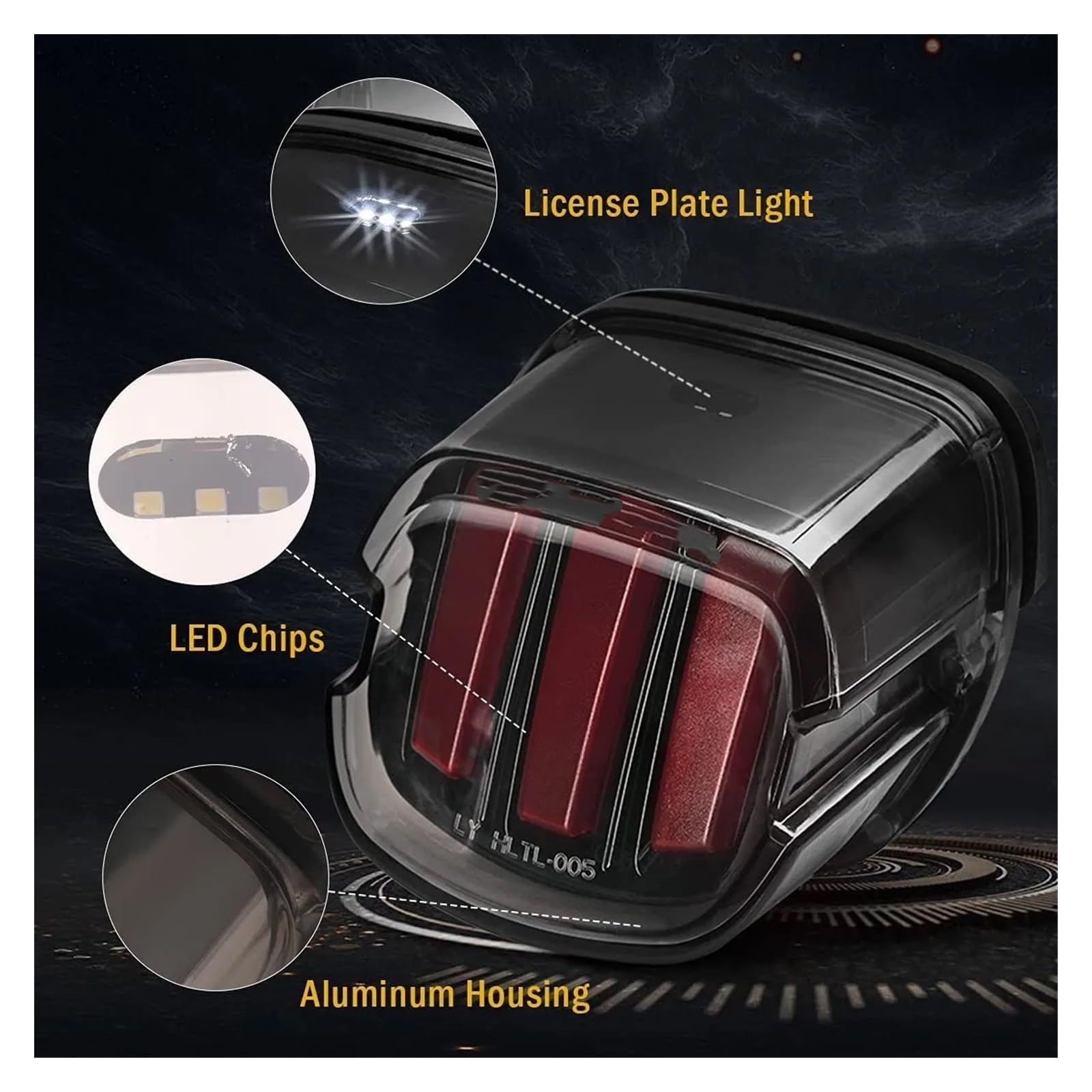 Indicateur Lumineux Moto Feu Arrière De Frein LED pour Motos, Clignotant Arrière pour Sportster pour Dyna pour Fatboy pour Softail pour Touring Glide King