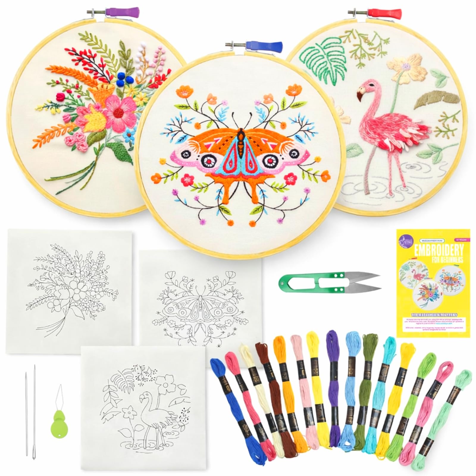 Asian Hobby Crafts Stitch Embroidery Kit for Beginners and Adults – Includes 3 Printed Fabrics, Hoop, Sewing Threads, Needles, Cutter, Instruction Sheet – DIY Craft and Hobby Kit-image-31
