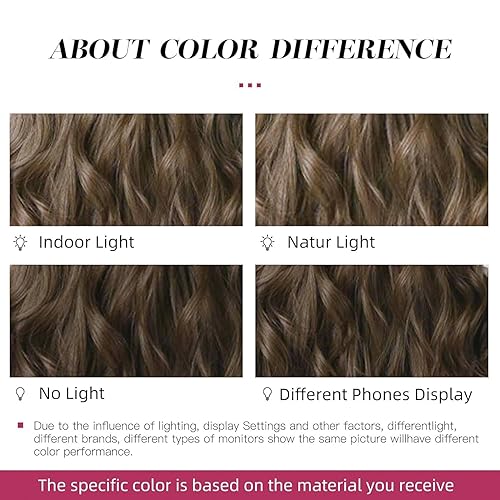 Miniatura 8 de YOUGRACE Peluca larga de mezcla marrón con flequillo, pelucas rizadas y onduladas de color marrón para mujer, 26 pulgadas, peluca de fibra sintética