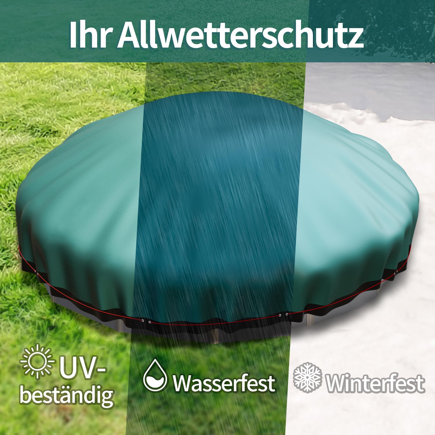 MARIE Poolkissen Winter Ø 300 cm (für Ø300-400cm Pools) - Luftkissen Winterfest Frostschutz bis -20°C - Robuste Schwimmbadabdeckung - Kältebeständig, Flexibel & Langlebig - gegen Risse und Brüchigkeit