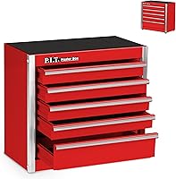 Vista 1 de P.I.T. Mini Caja de Herramientas Roja, Caja de Herramientas de Acero Portátil de 5 Cajones Micro Roll Cab con Forro, Pequeña Caja de Herramientas