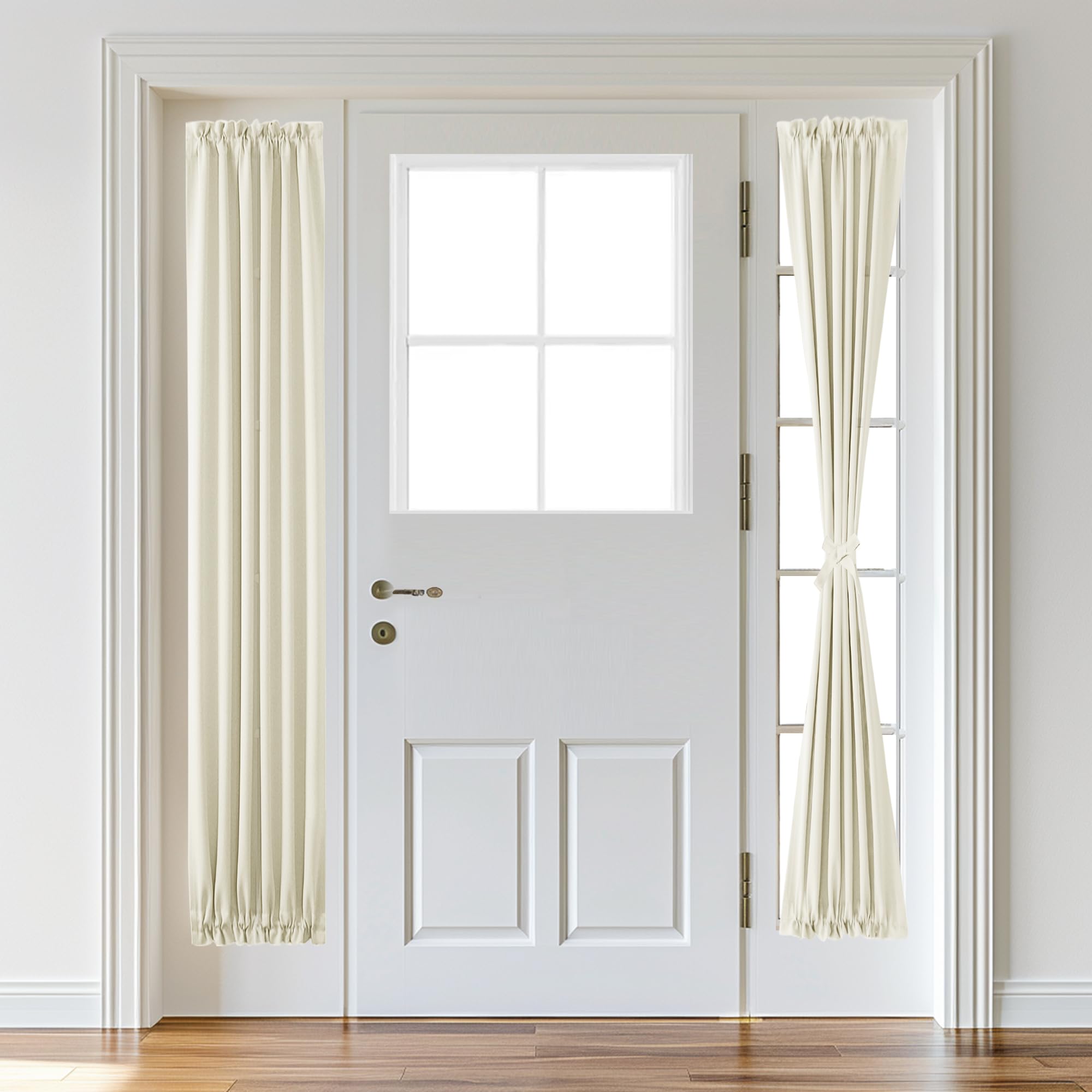 Rideaux occultants thermiques crème pour habiller une porte vitrée