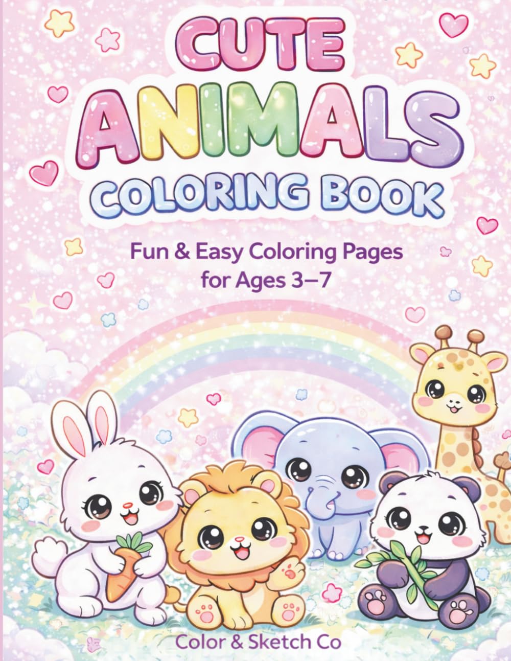 Cute Animals Coloring Book: Fun and Easy Animal Coloring Pages for Kids Ages 3–7