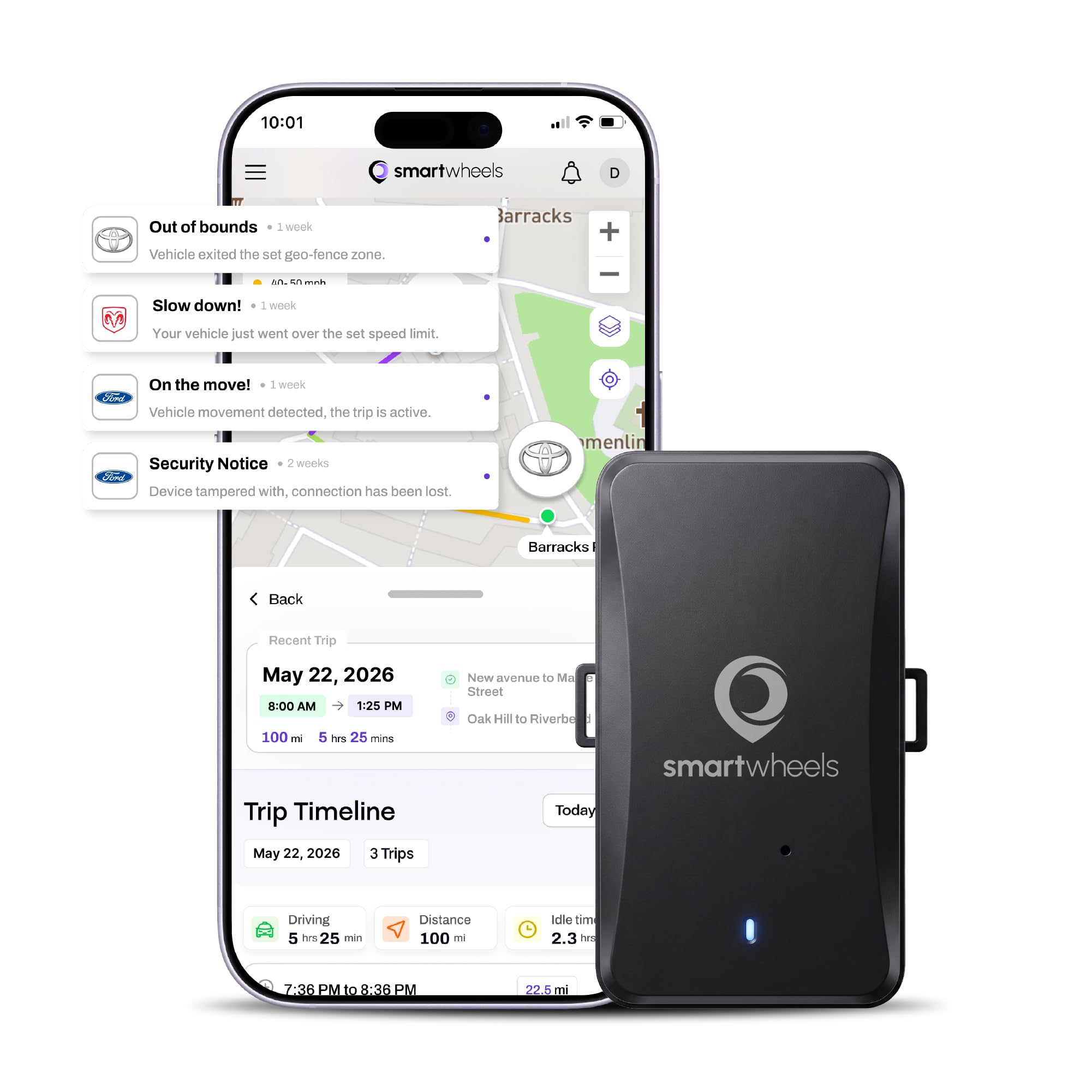 SmartWheels Magnetic GPS Tracker for Cars and Fleet, Real Time 4G LTE Car Tracker, Hidden Tracking Device with Strong Magnet, 10000 mAh Battery Capacity, Geo-Fence &amp; Alerts, Waterproof, Cancel Anytime