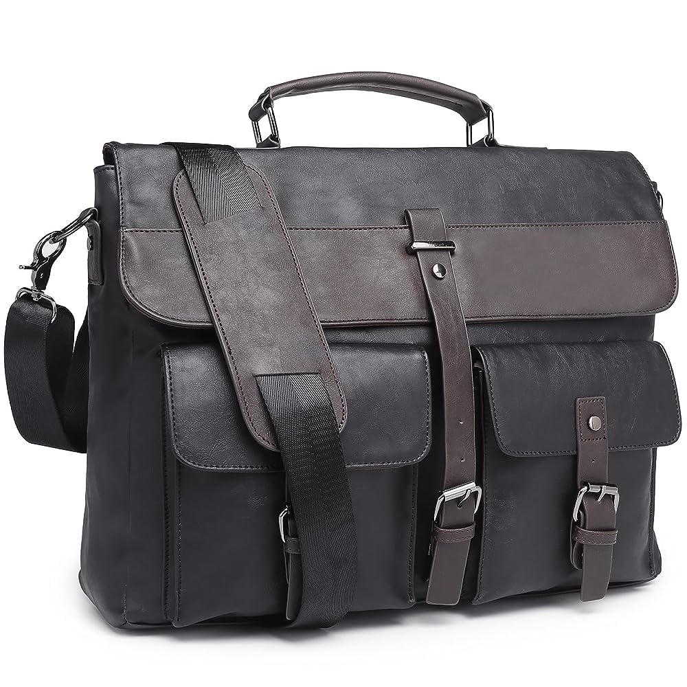 Leather Messenger Bag for Men,Vintage Mens Laptop Bag Water Resistant Business Travel Briefcase Satchel Work Computer Bag