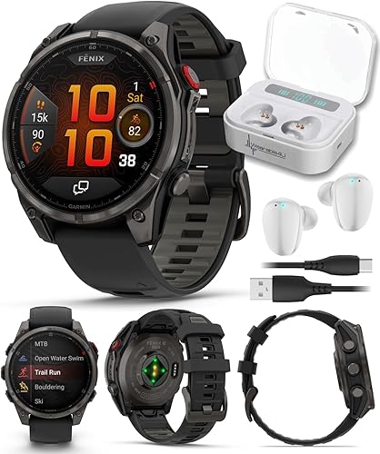 Miniatura 50 de Wearable4U Garmin Fenix 8 – 2 pulgadas, reloj inteligente multideporte GPS AMOLED, zafiro, titanio con banda de silicona naranja brillante/grafito,