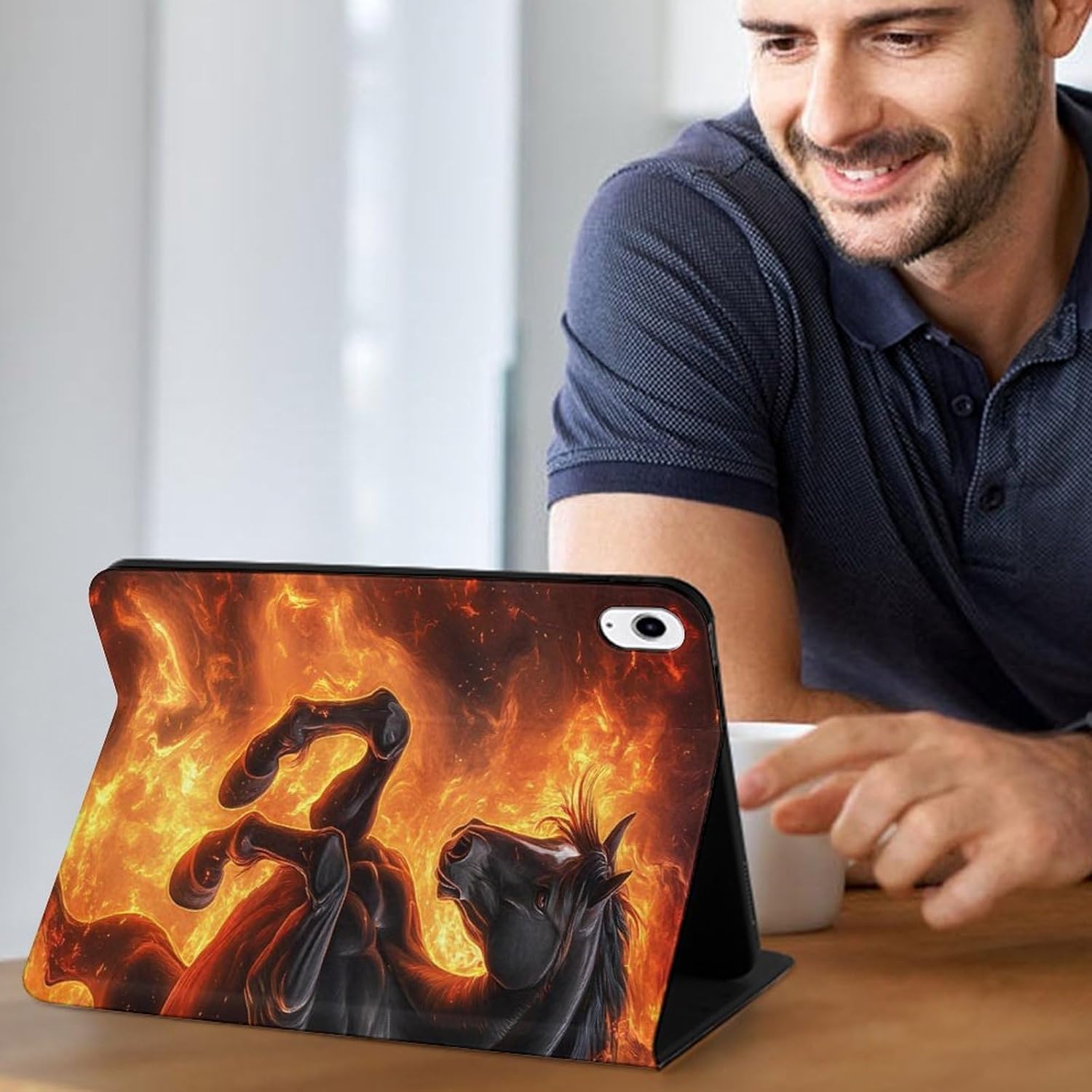 Fire Horse Slim Fit Tablet Case Protective Stand Cover Shell Compatible with iPad 10代 (10.9in)