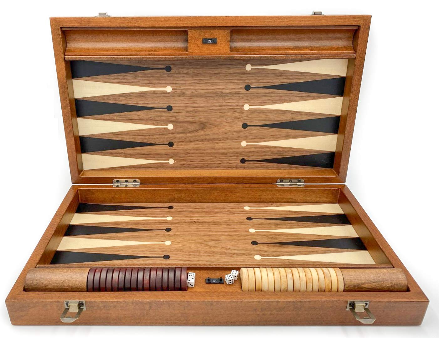 Backgammon Di Lusso - Backgammon in Legno Massello - Fatto a Mano Legno Pedina - Colore: Walnut
