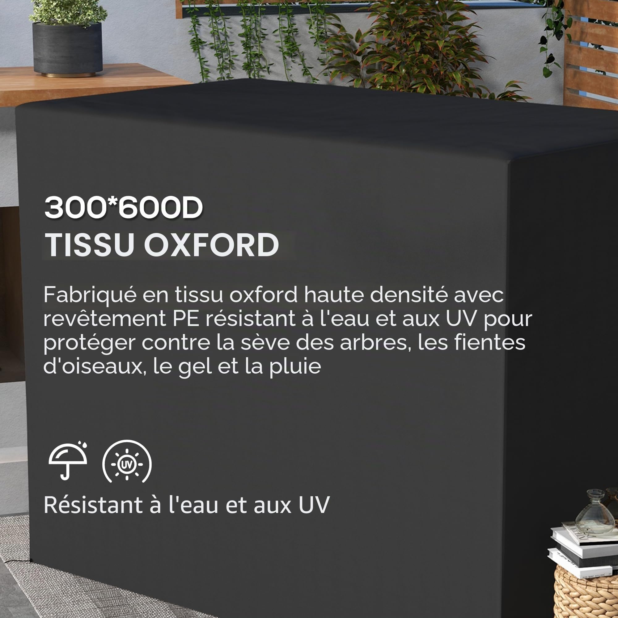 Outsunny Housse pour balancelle 3 places 240x133x185 cm Gris foncé