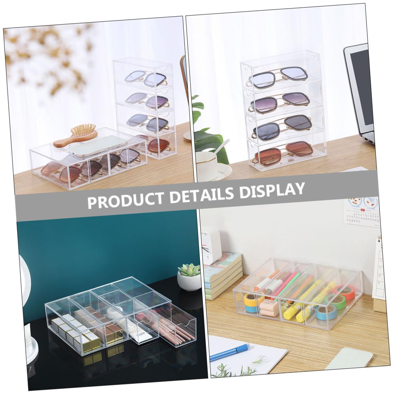 VALICLUD 2piezas Estuche De Gafas Caja Transparente Práctica Para Almacenar y Mostrar Gafas De Sol y Graduadas