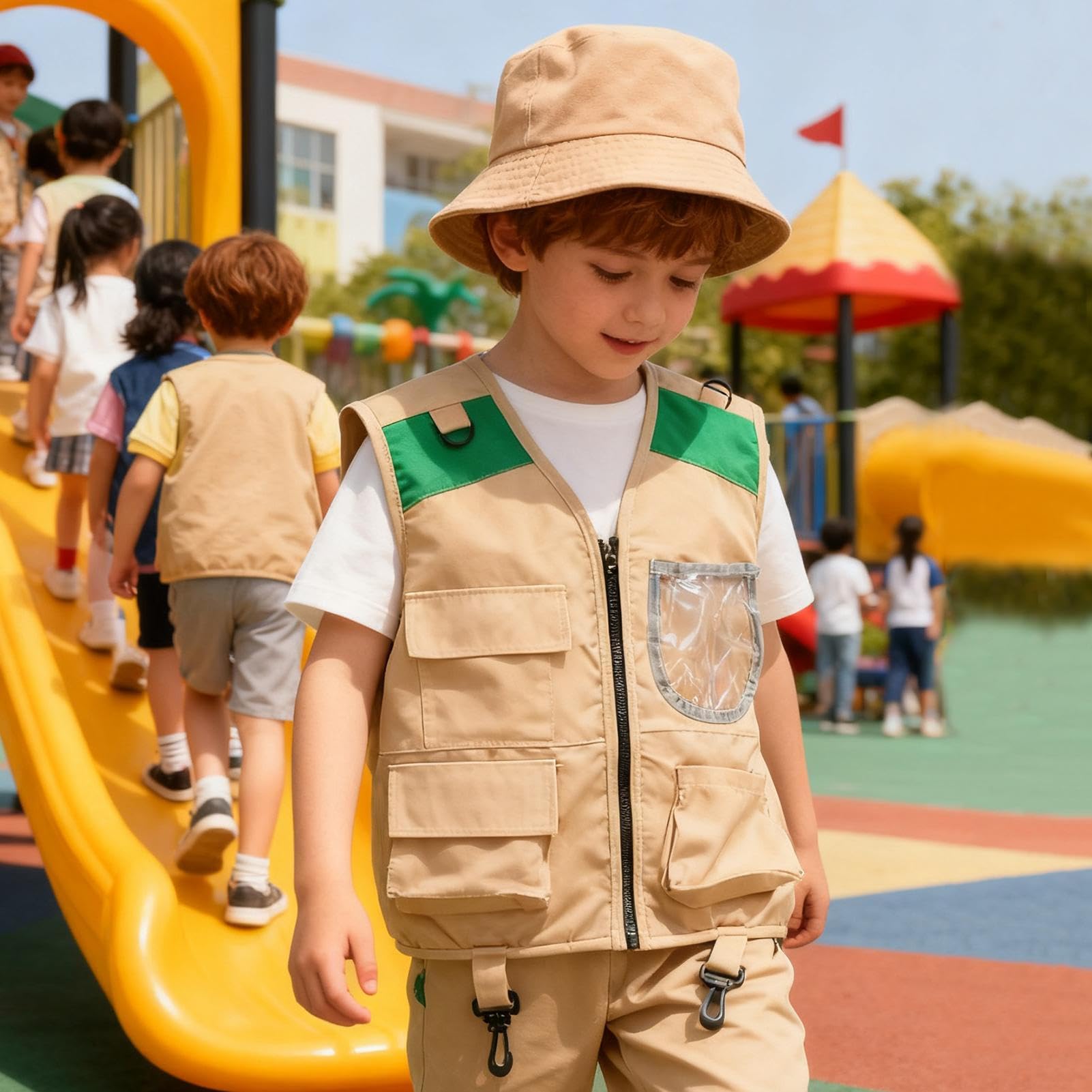 Kids Explorer Costume - 165g Outdoor Adventure Kit | Washable Fishing Vest | Kids Safari Costume | Play Fishing Polyester — view 5