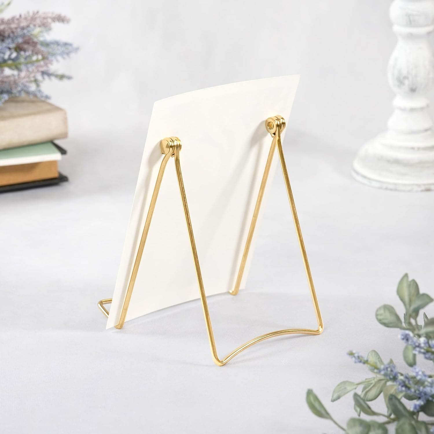 Bard's Folding Gold Wire Easel Stand, 6" H x 4.25" W x 6.25" D, Pack of 6