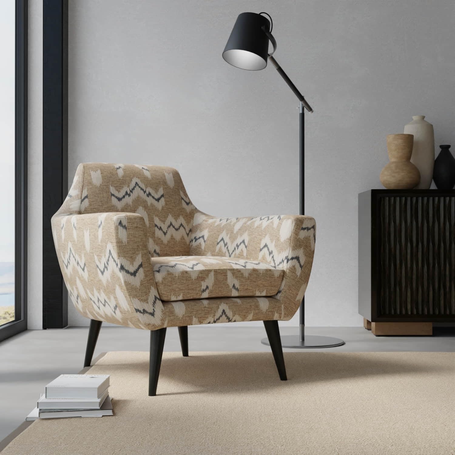 Brown Fade Resistant Global Abstract Woven Pattern Upholstery Fabric by The Yard - SKU: Jerome Earth