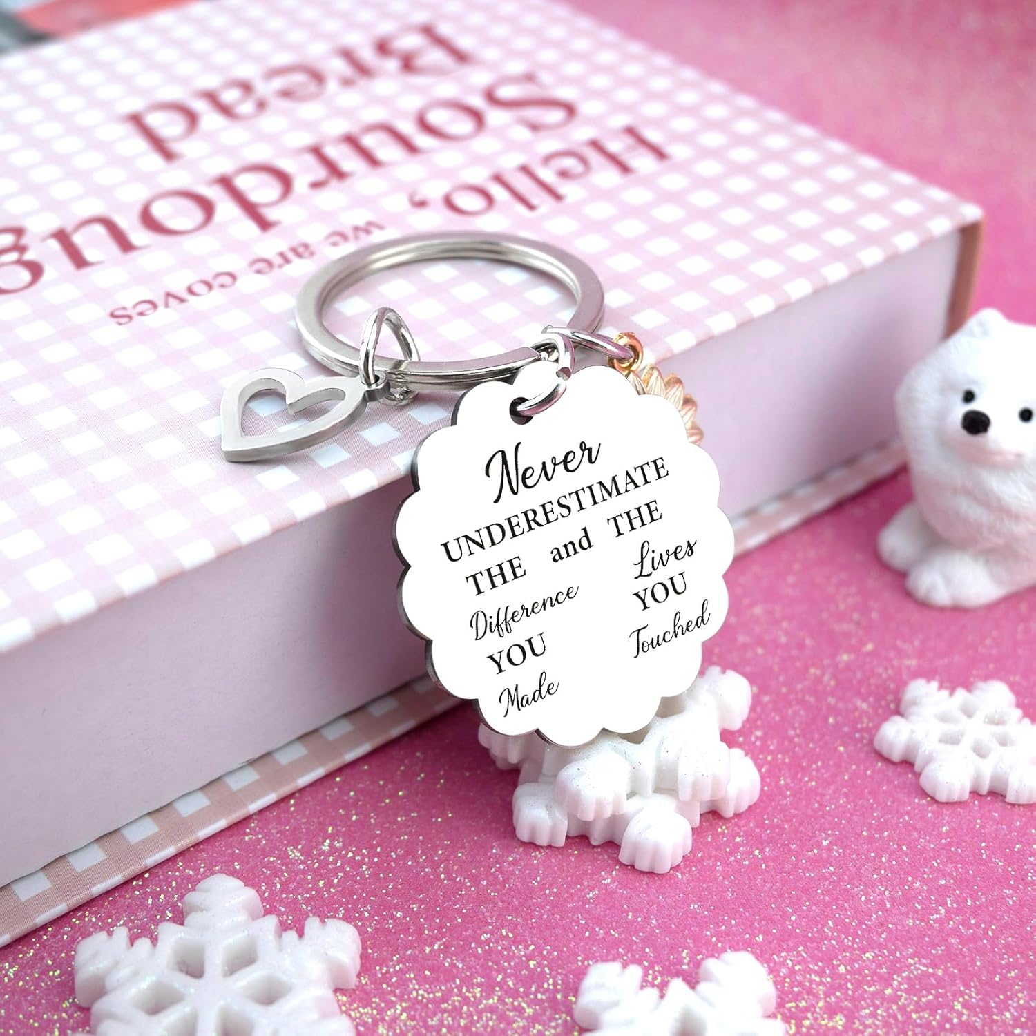 Funny White Elephant Gifts Thank You Keychain Thank You Gifts for Women Coworkers Never Underestimate The Difference You Made Keychain - Image 3