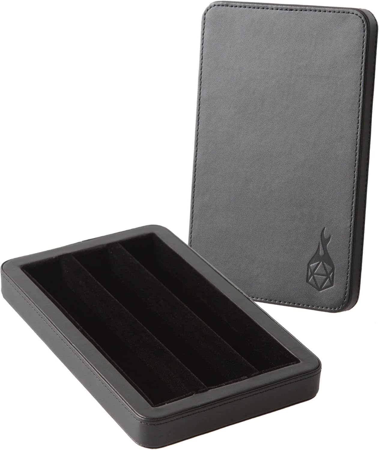 Forged Dice Co. Premium Puchmatic Dice Case - Polyhedral Dice Set Protection with Felt-Lined Rows & Magnetic Lid Closure - Black
