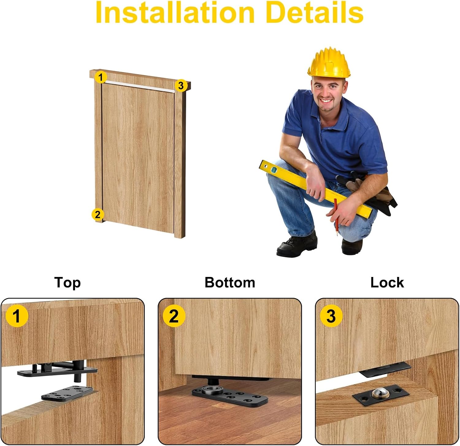 Hidden Pivot Hinge for Secret & Bookcase Doors – 570LB Heavy Duty Invisible Door Hinge, Silent 360° Rotation, Murphy Door & Hidden Door Hardware Kit, DIY Friendly (Black, 2 Pack)