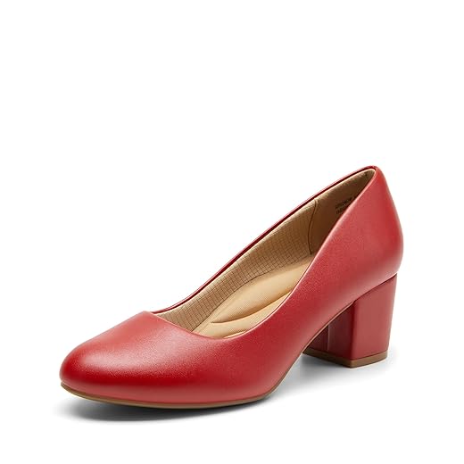 DREAM PAIRS Women's Pumps Low Chunky Block Heel Dress Shoes Closed Round Toe Comfortable Heels