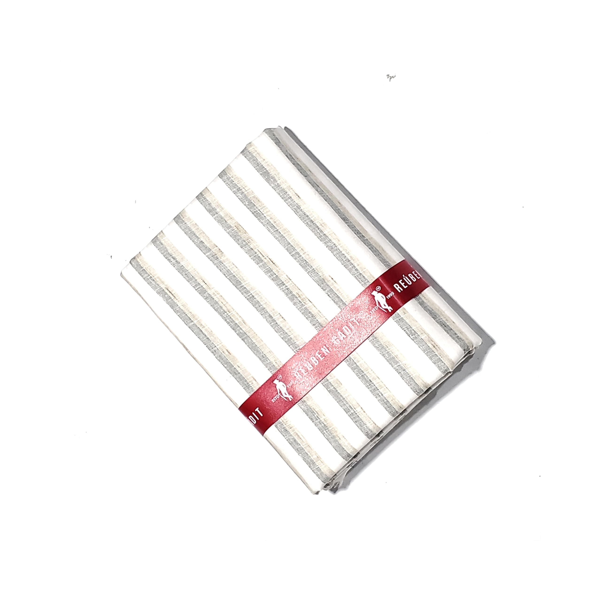 Striped Cotton Shirting Fabric, Grey and White, Gift Box Pack-image-47