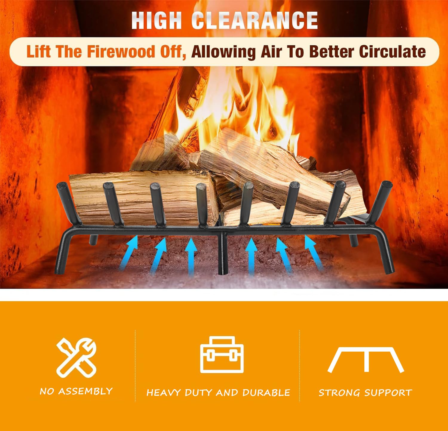 Snapklik.com : Orgneas Fireplace Grate 30 Inch Heavy Duty, Fireplace ...