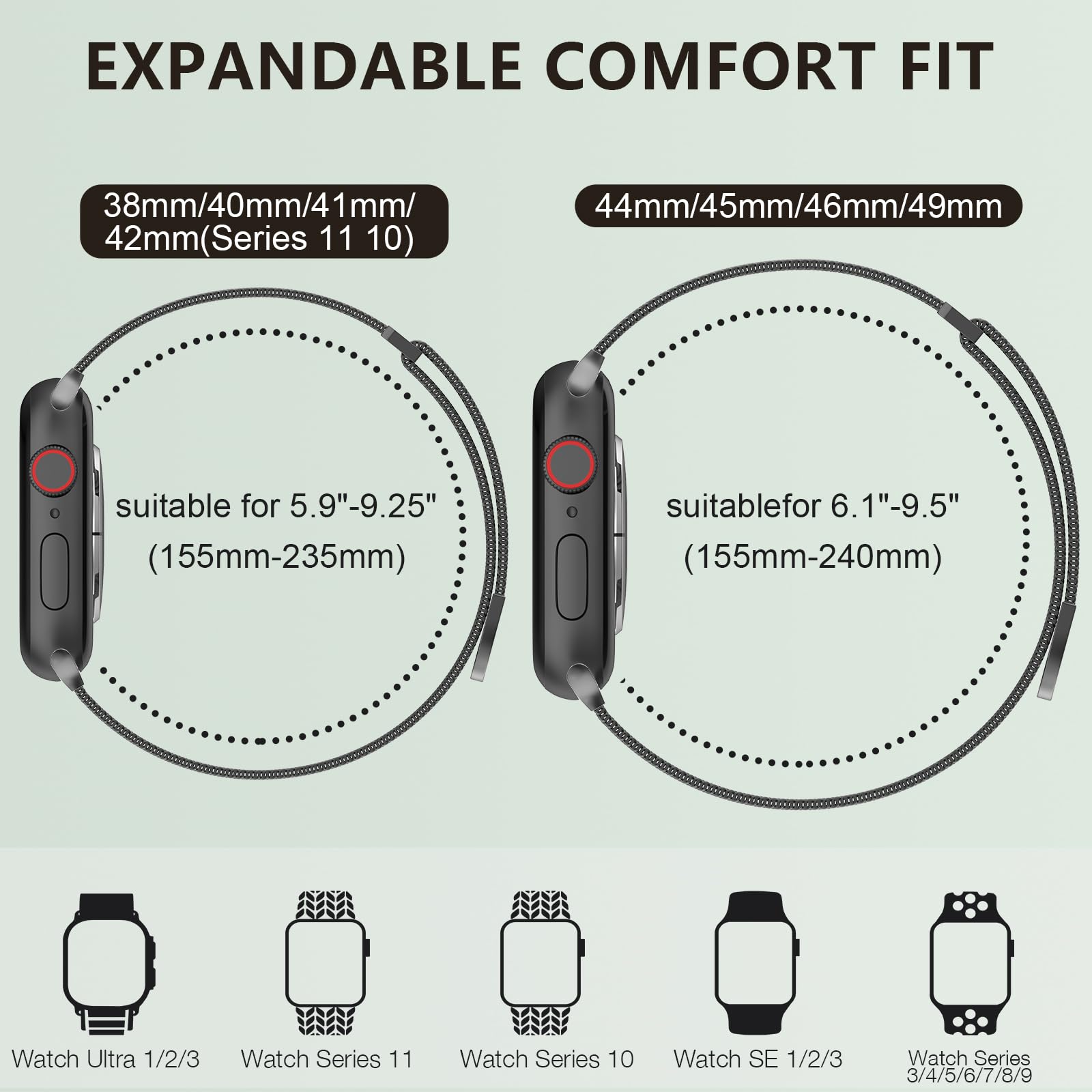 MARGE PLUS Mesh Milanese Loop Compatible with Apple Watch Bands Women Men — Amazon image 2