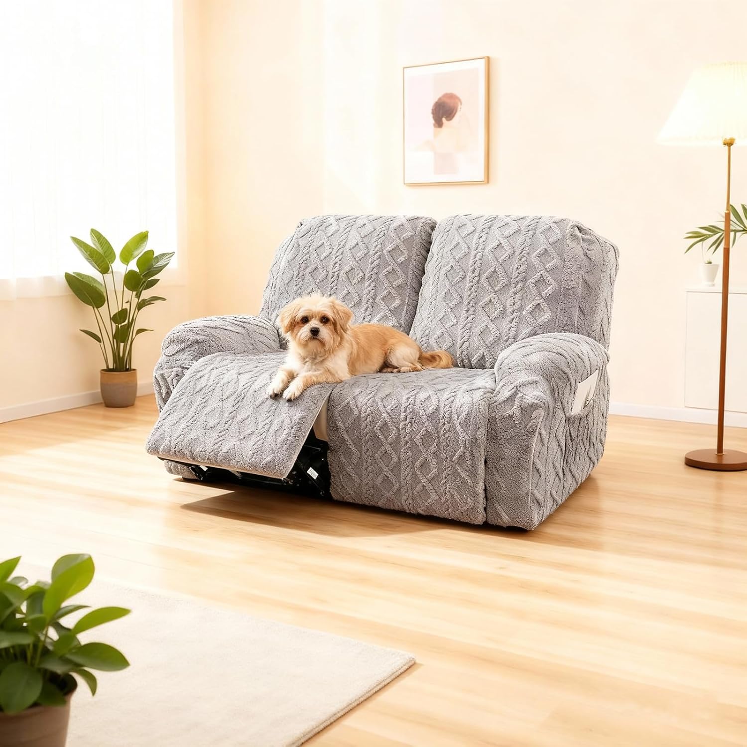 JOKIVTOU Loveseat Recliner Covers 6 Pieces Reclining Sofa Slipcovers with Pocket& Elastic Bottom, 2 Seaters Lazy Boy Non Slip Love Seat Sofa Couch Slipcover, Thick Soft Feel, Washable