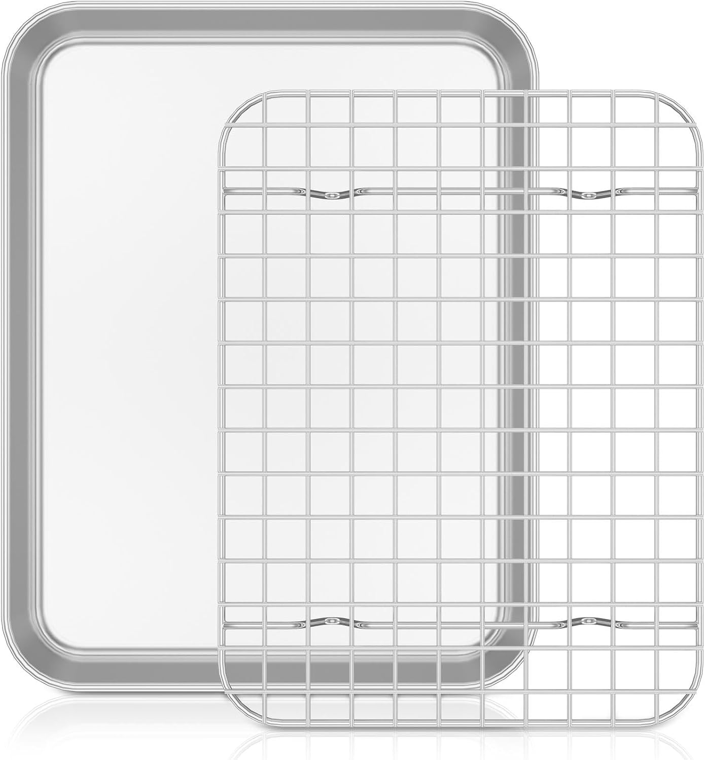Baking Sheet with Cooling Rack Stainless Steel Baking Sheet and Cooling Rack with 6 Raised Feet Non-Stick Cookie Sheet
