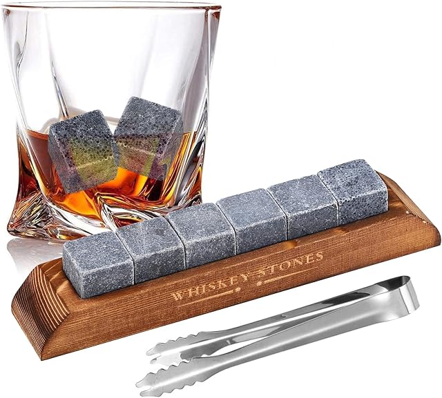 Zestaw kamieni do whisky dla taty, prezent dla mężczyzn, pomysł na prezent na Dzień Ojca, kamienie chłodzące ze specjalnym woreczkiem do przechowywania, naturalne kostki lodu wielokrotnego użytku jako