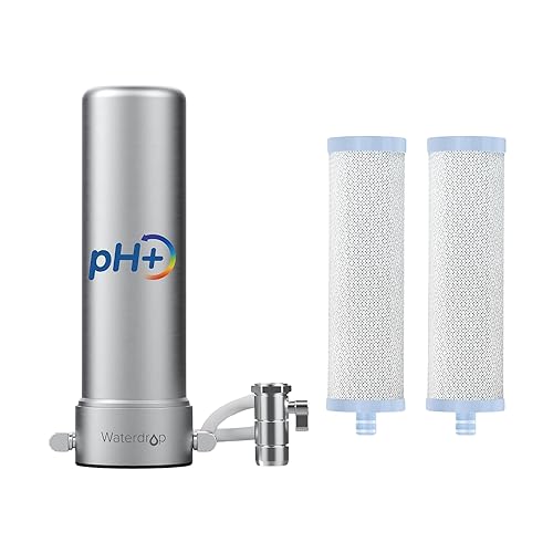 Waterdrop Filtro de agua alcalino para encimera, certificado NSFANSI 42 y 372, filtro de acero inoxidable multietapa para 8000 galones, reduce los