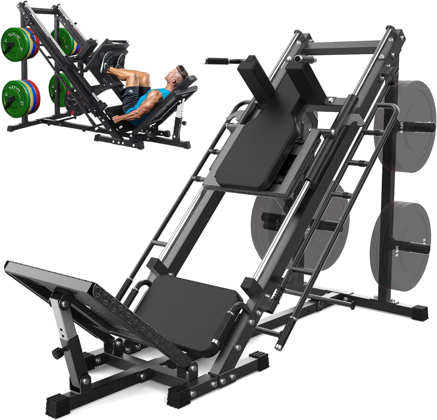 Incomplete *Leg Press Squat Machine Combo Professional for Home Gym Specialty for Full Lower Body Workout with Linear Bearing and Calf Block