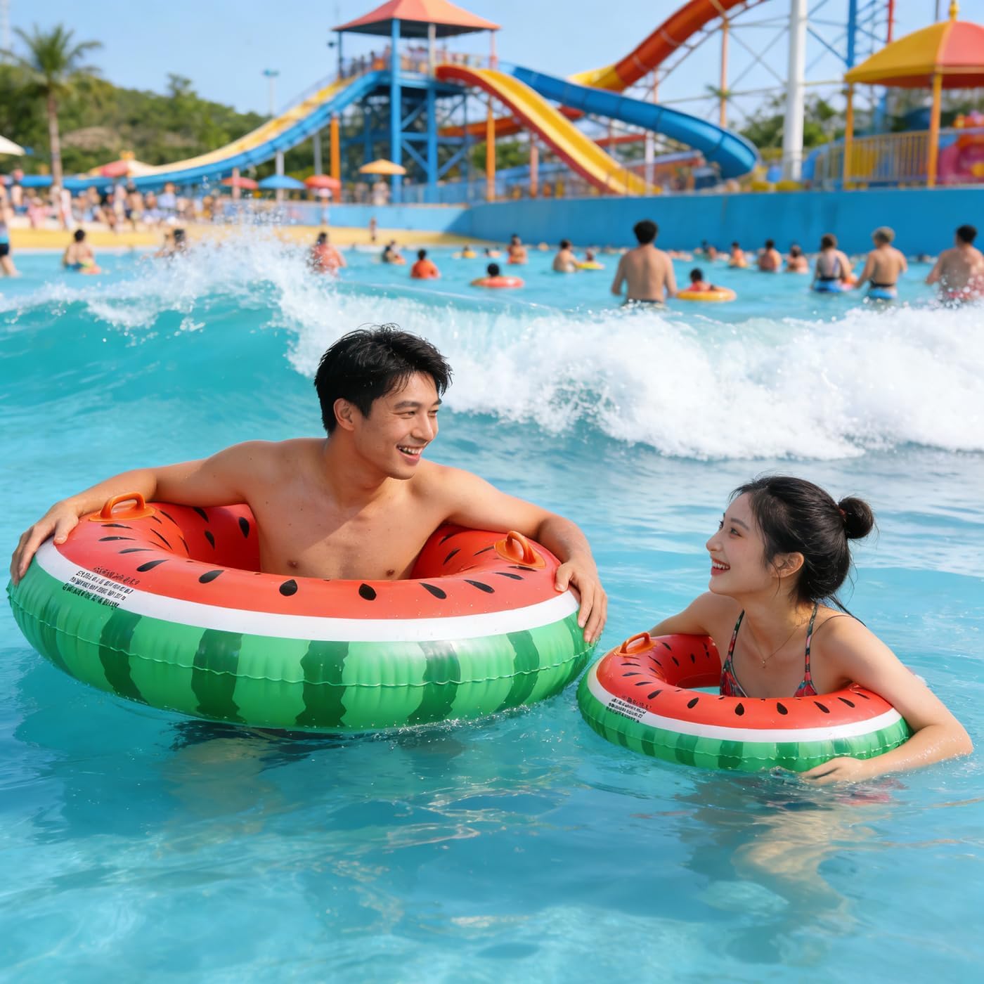 2PCS 47"+30" Fruit Floats for Adults Rings Pool Float Large Swim Ring for Adults,30 Inch+47Inch Classic Striped Teens Adult Inner Tubes Summer Beach Bachelorette Party