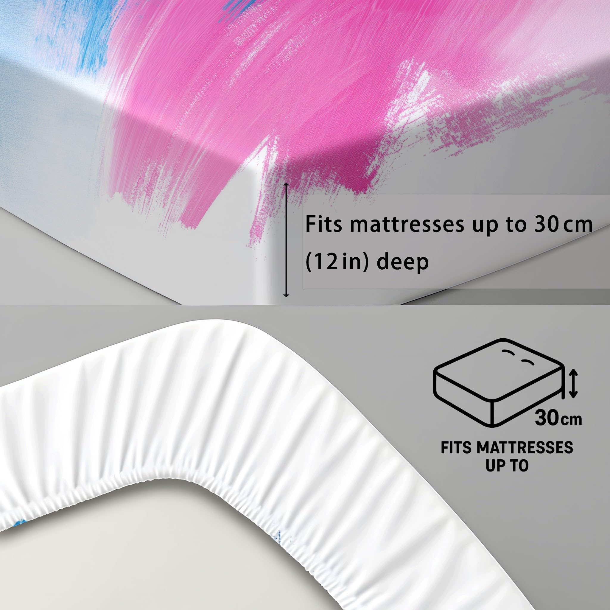 Weiß Boxspring Spannbettlaken Ölfarben Graffiti Linien Psychedelisch Weich Spannbetttuch Surreal Spannbettlaken Kräftig Abstrakt Atmungsaktive Komfort 180 x 200 x 30 für Junge Erwachsene