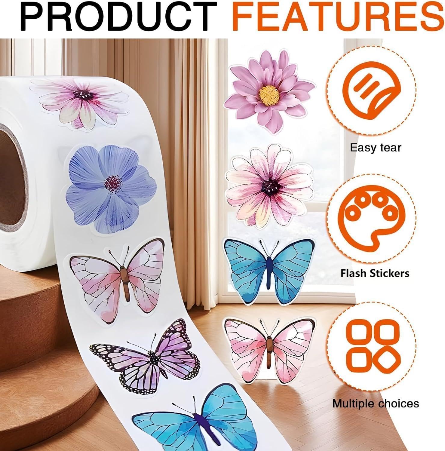 Flower Stickers,Butterfly Stickers, Craft Stickers Scrapbook Stickers - Image 3