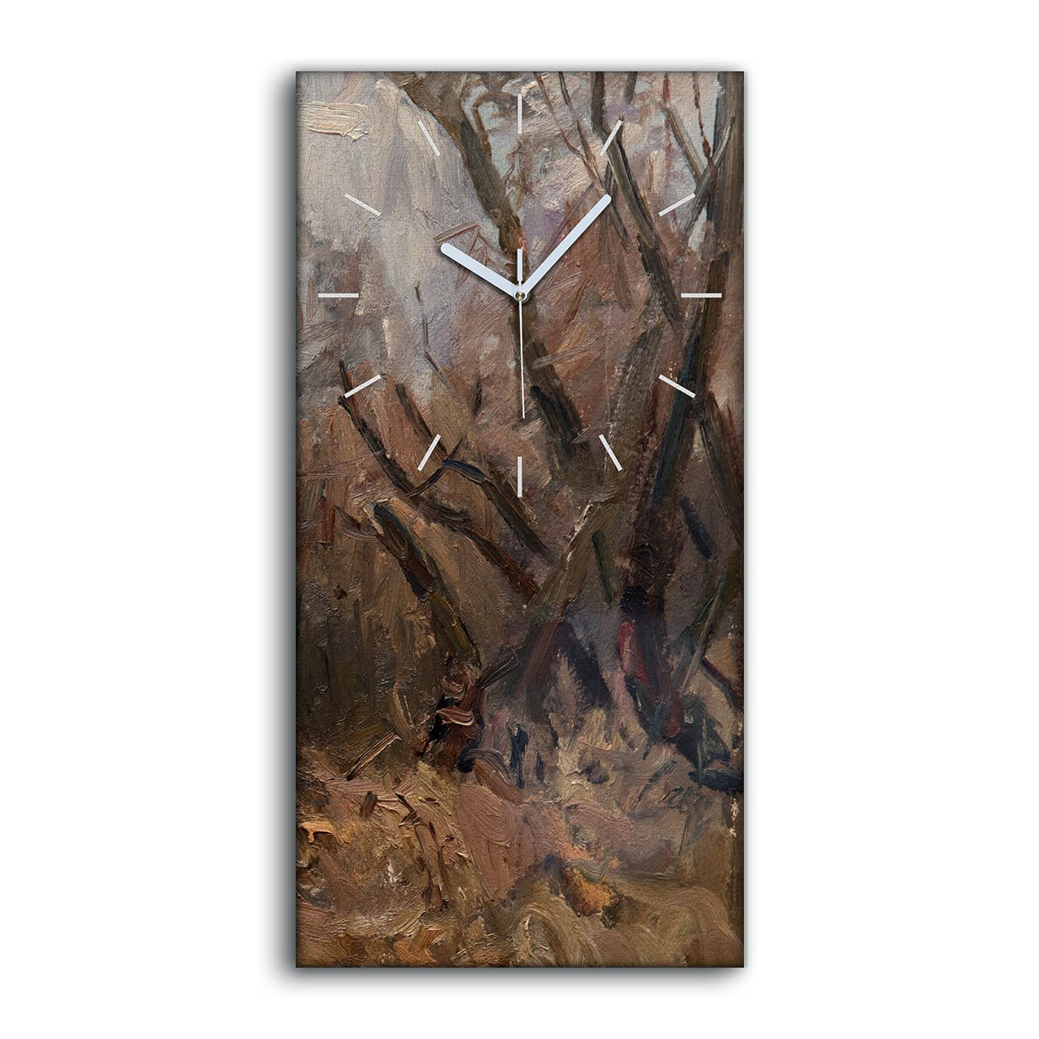 Horloge sur toile paysage brun pour chambre et salon moderne