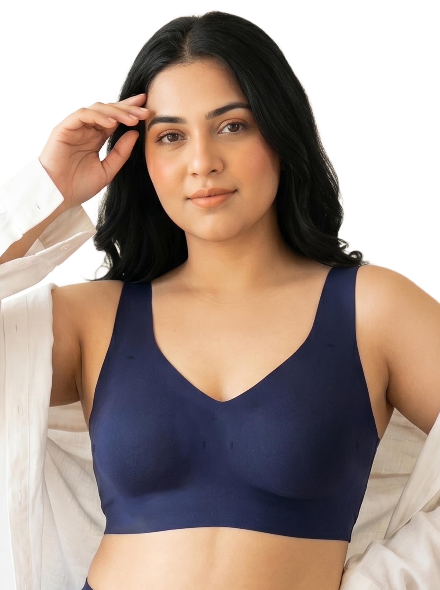 intimist Cotton Padded Plus-Size Bonded Bra for Women | Full Coverage | Breathable 100% Cotton Feel | Broad Side Wings | Wire-Free | Elastic Free Bottom Band and Side Wings | Pack of 1-picture-25